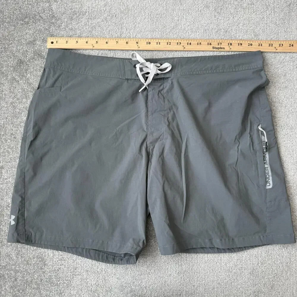 Under Armour Shorts Mens 42 Gray Board Swim HeatGear Quick Dry Stretch Pockets